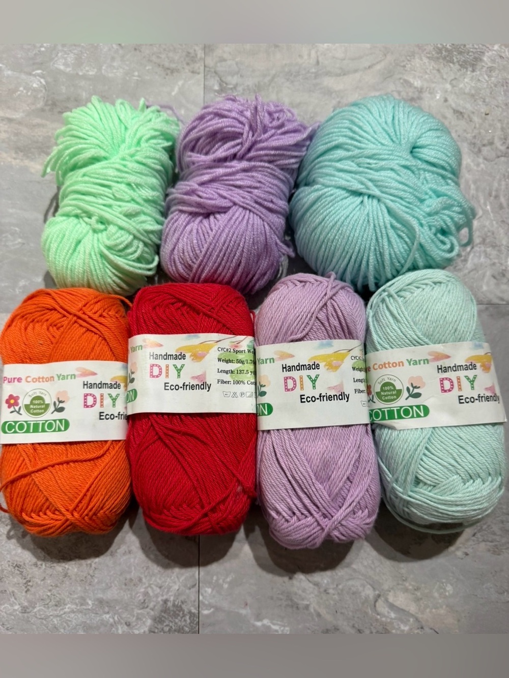 DIY Pure Cotton Yarn Skeins – Eco-Friendly Sport Weight plus 3 Extra Skeins